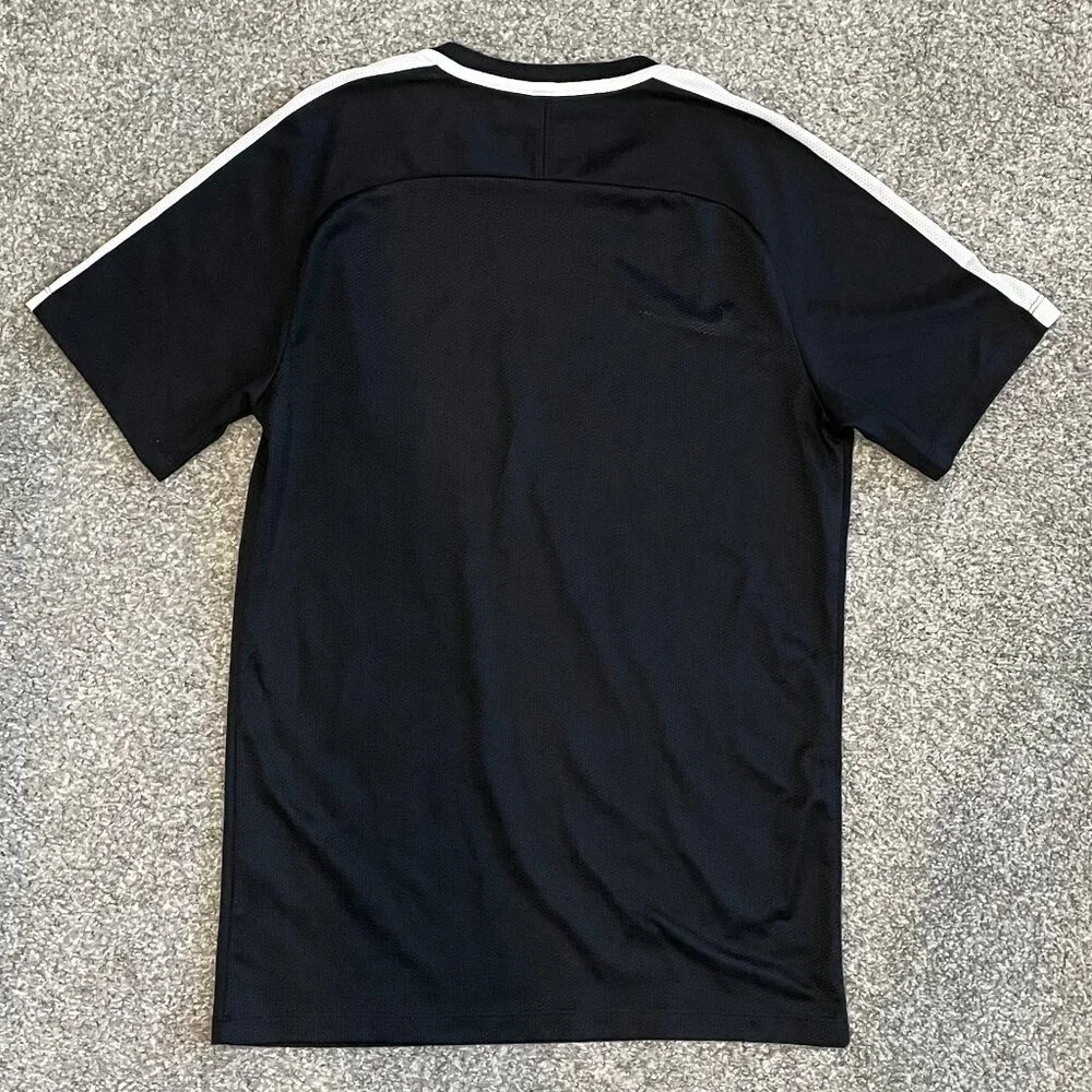 Nike Dri-FIT Black T-Shirt with White Shoulder Stripes - Picture 3 of 4
